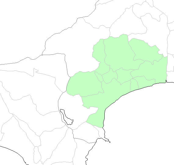 小田原市、平塚市、秦野市、伊勢原市、厚木市、南足柄市、開成町、大磯町、二宮町、中井町、大井町、松田町、真鶴町、湯河原町、箱根町、御殿場市、熱海市、裾野市、三島市、沼津市、小山町 etc..